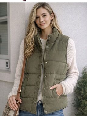 Staccato Olive Green Quilted Puffer Vest